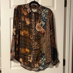 Johnny Was Brown and Black Patterned Shirt